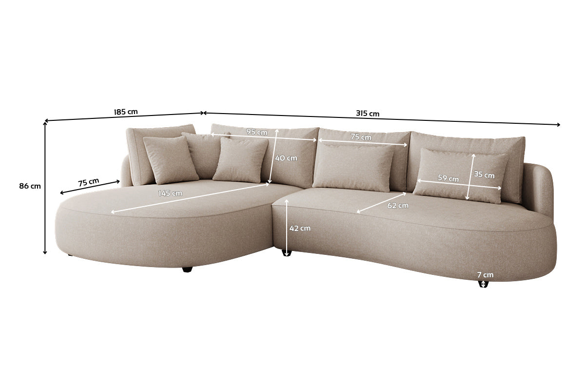 Designer Ecksofa Ando Mini  in Strukturstoff