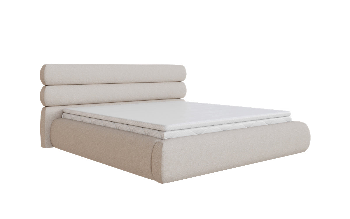 Designer Polsterbett Joline in Strukturstoff mit Stauraum