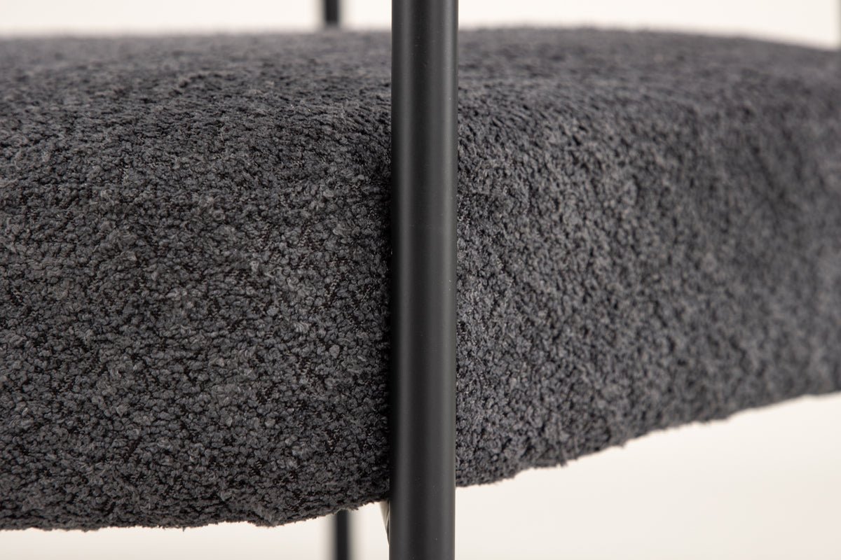 Designer loungestoel Haga – Antraciet, Bouclé met stalen frame