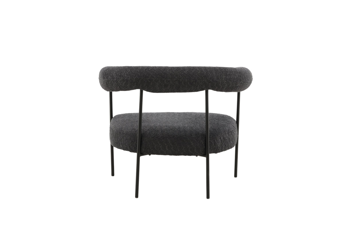 Designer loungestoel Haga – Antraciet, Bouclé met stalen frame