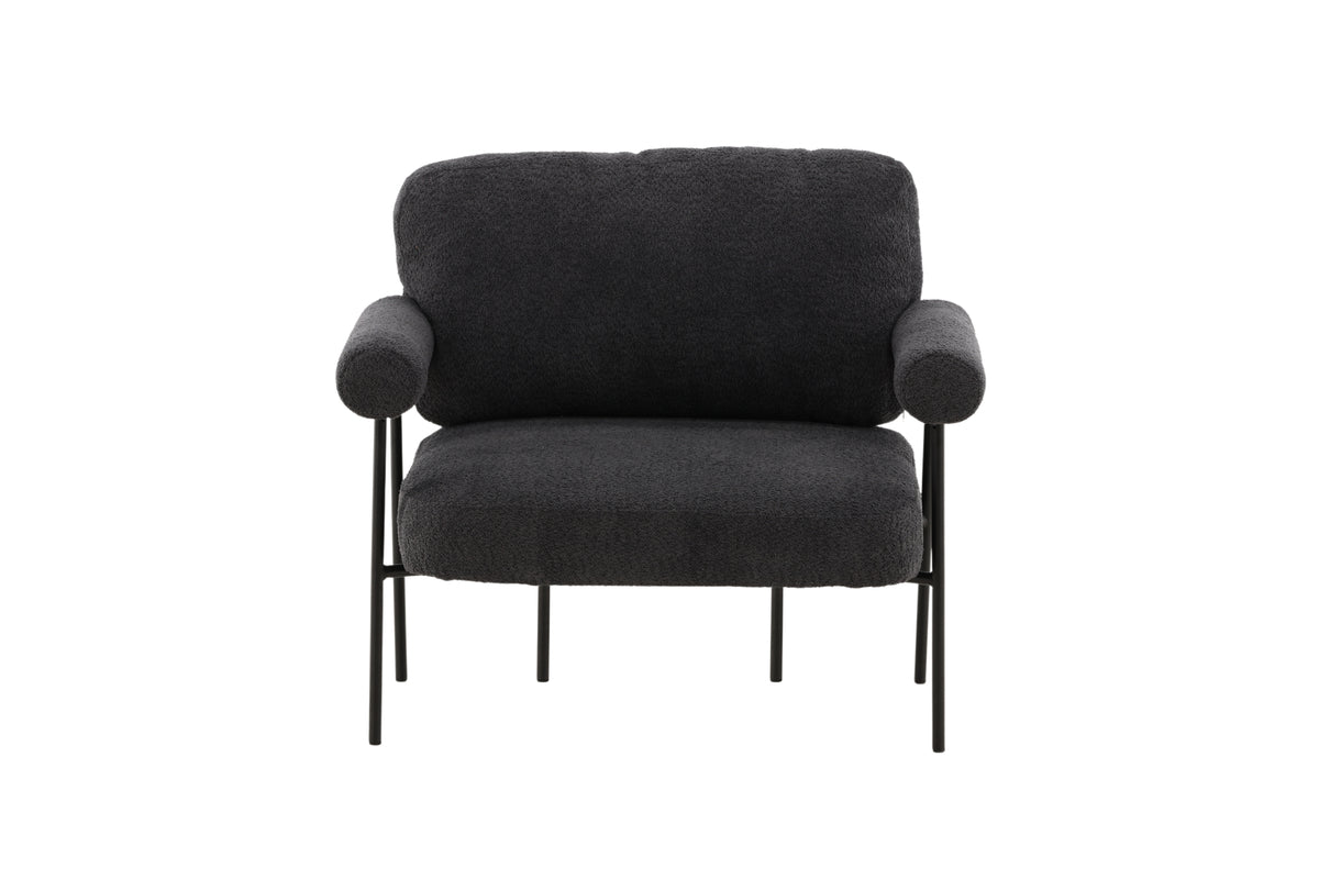 Designer loungestoel Arvika – Antraciet, Bouclé met stalen frame