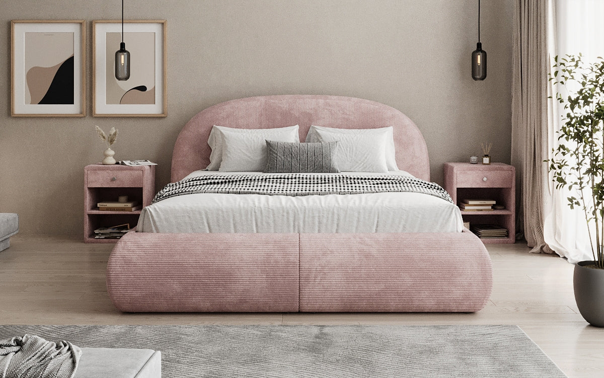 Designer Polsterbett Loop in Cord mit Stauraum