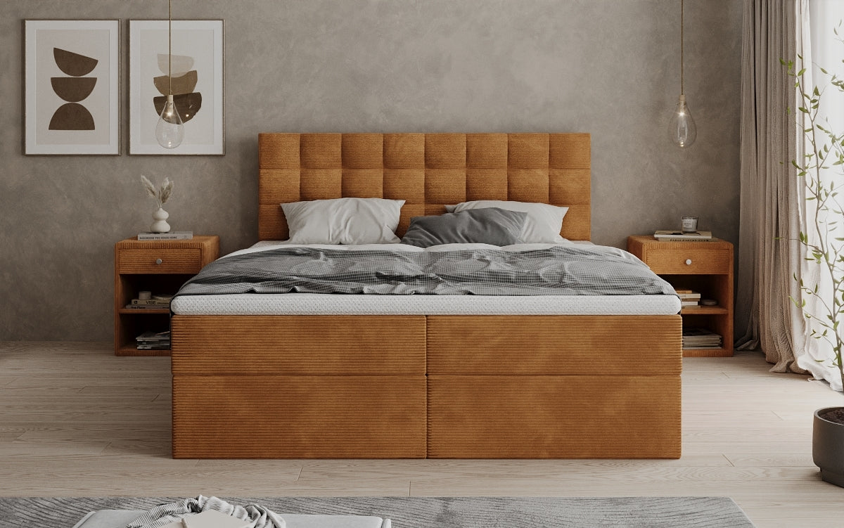 Boxspringbett Como in Cord mit Stauraum