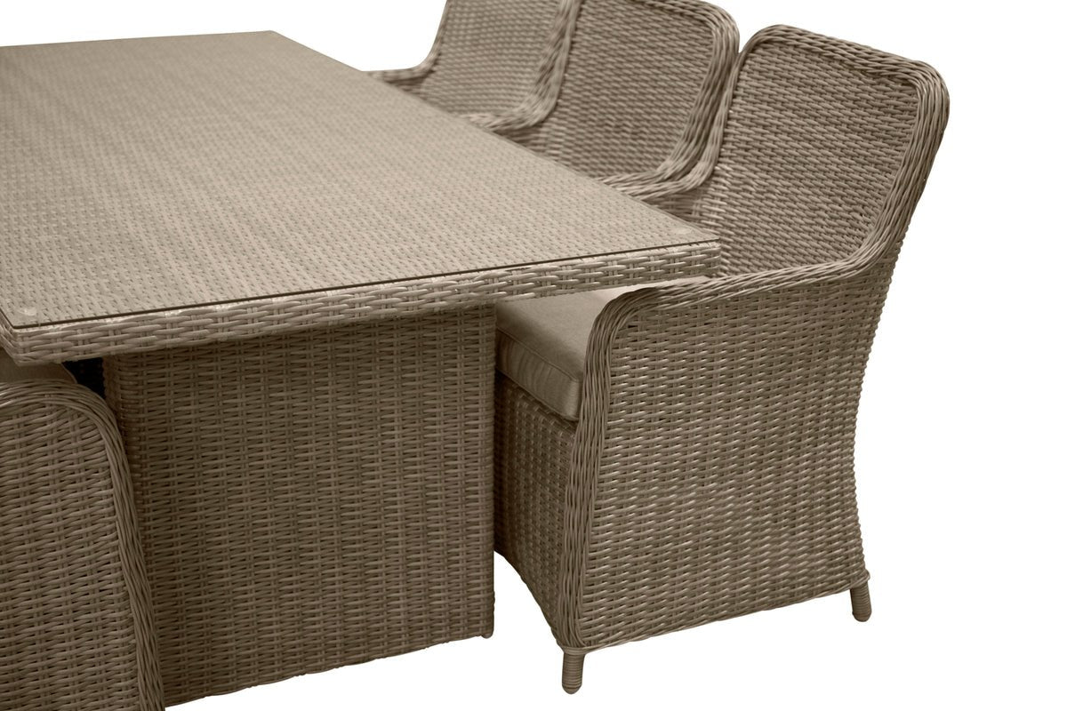 Tuin Eetgroep Valencia – 7-delige tuinmeubelset van polyrattan