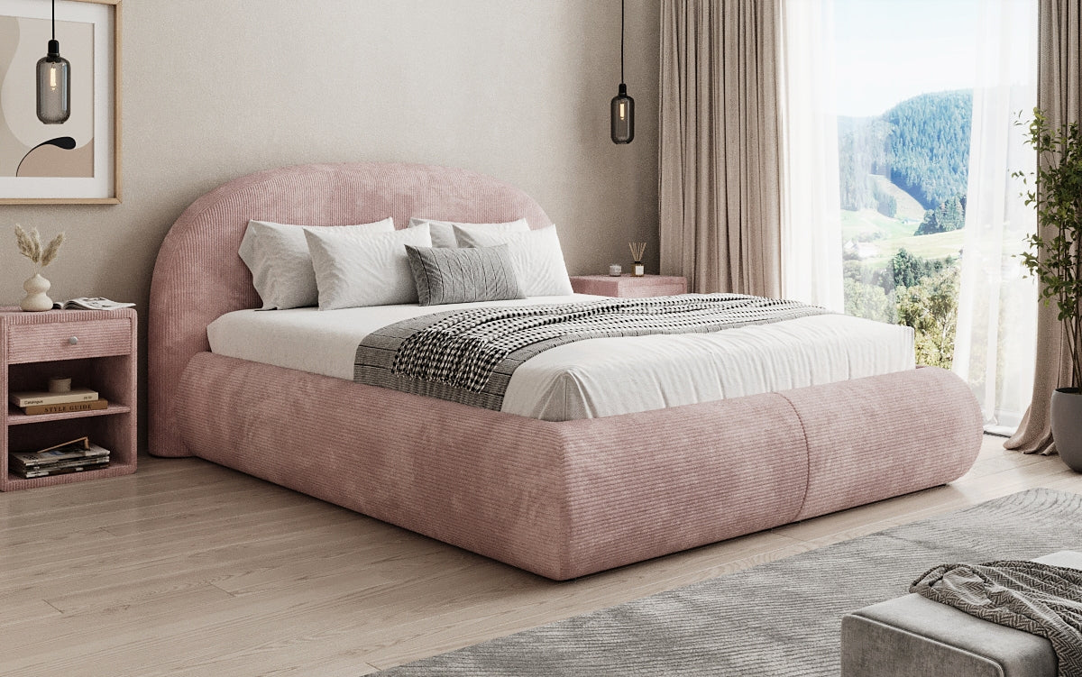 Designer Polsterbett Loop in Cord mit Stauraum