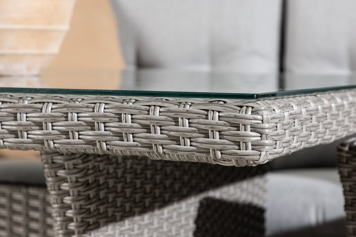 Ensemble lounge de jardin Liventia – en deux couleurs en bois noble et rotin synthétique