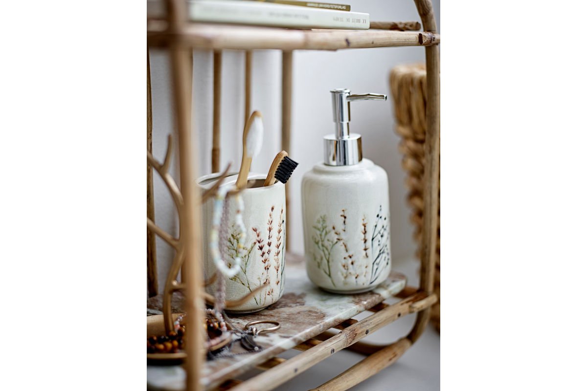 Zeepdispenser-set Klem – steengoed met gekraakte glazuur (set van 2)