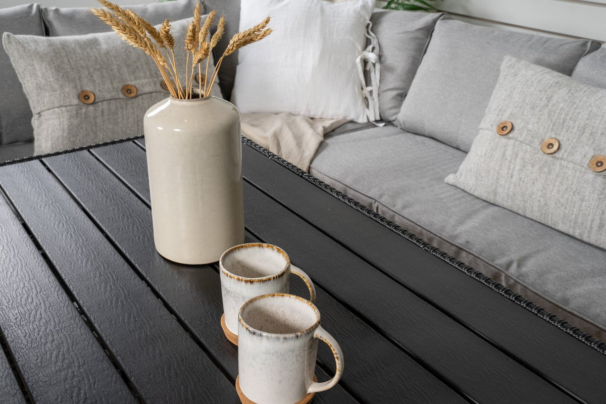 Ensemble lounge de jardin Liventia – en deux couleurs en bois noble et rotin synthétique