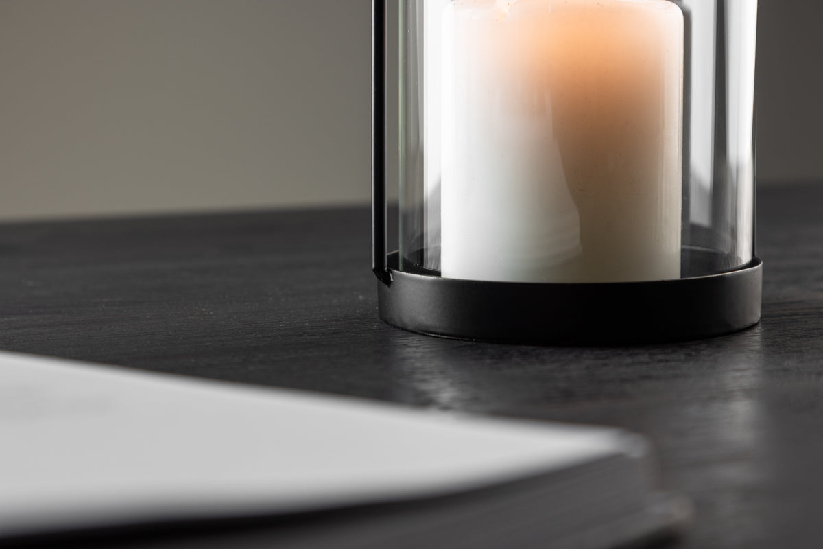 Lanterne Martin - lanterne en verre et fer noir en deux tailles différentes