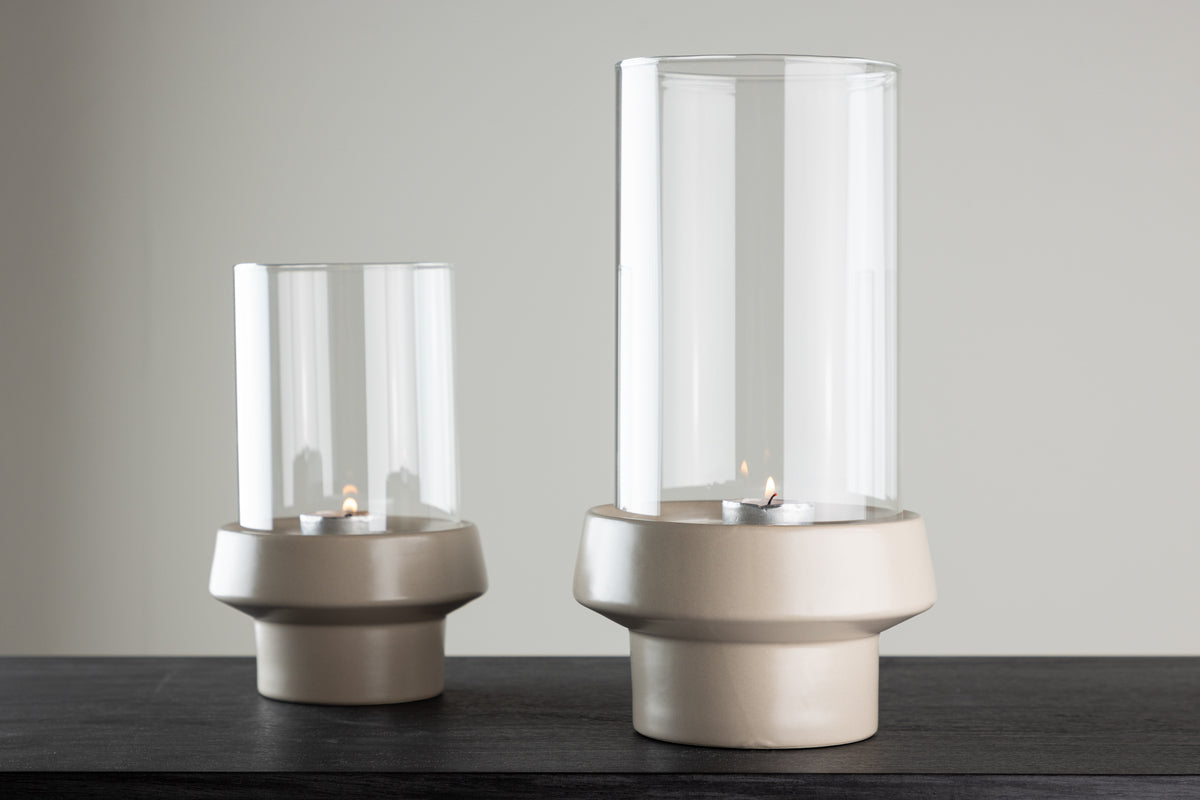 Lanterne Flame - lanterne en verre et grès en différentes couleurs