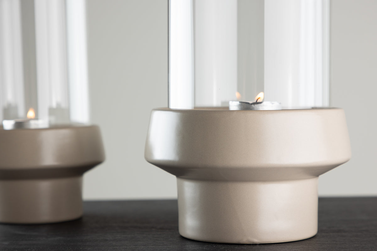 Lanterne Flame - lanterne en verre et grès en différentes couleurs