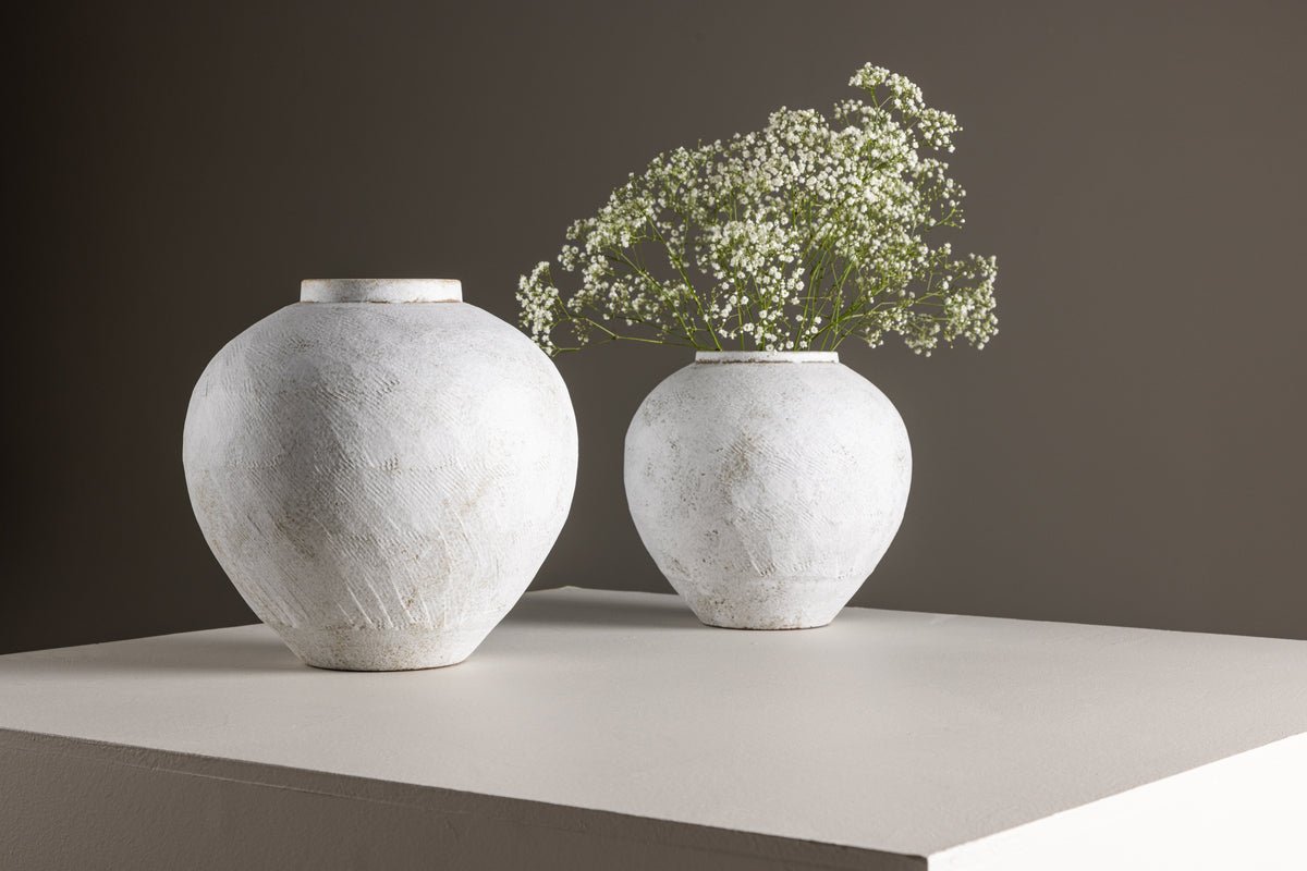 Vase „Sferra“ Ø 28 cm – Beige mit Struktur