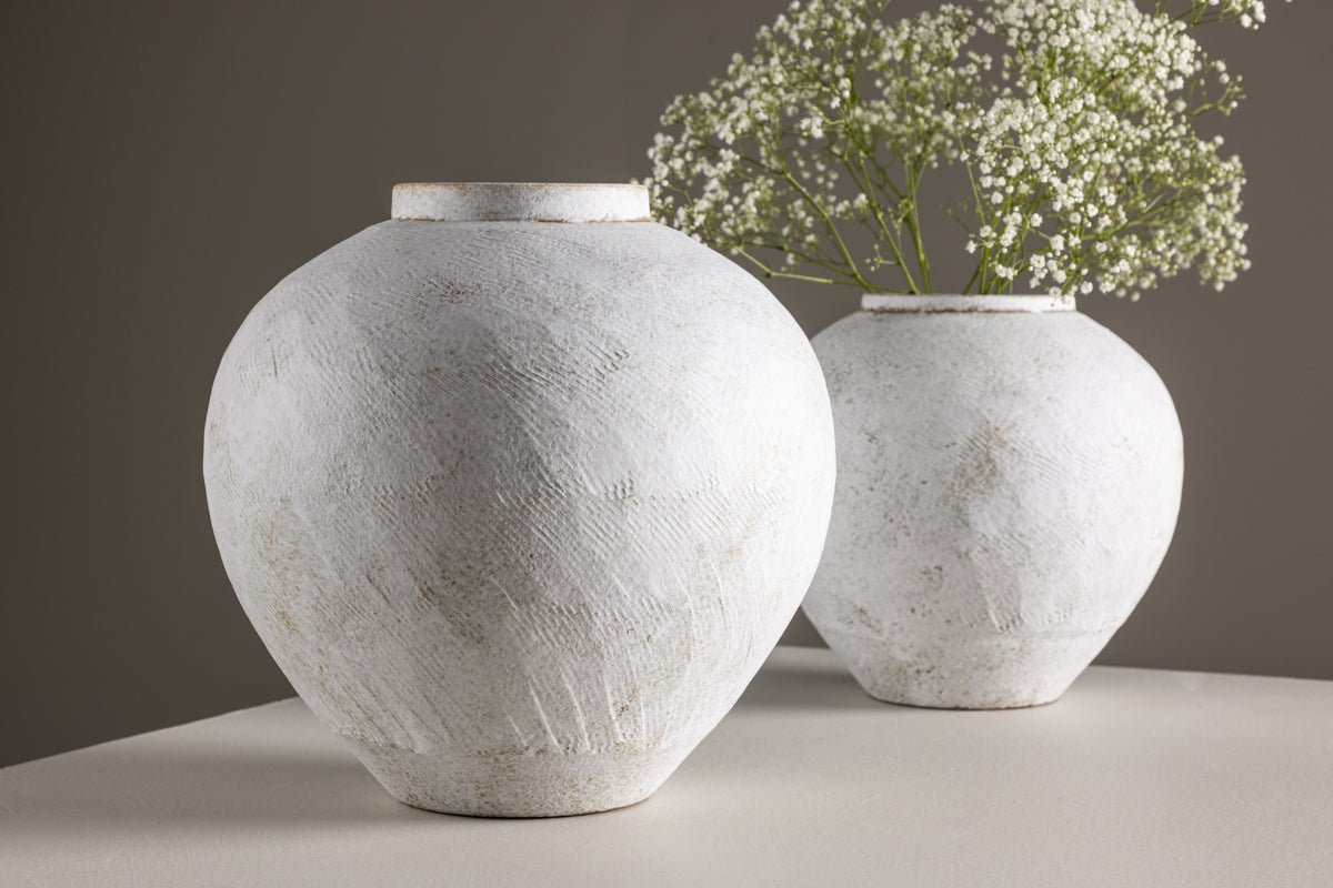 Vase „Sferra“ Ø 28 cm – Beige mit Struktur