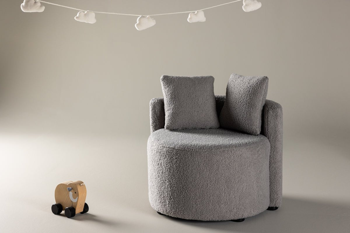 Kinderfauteuil Lunno – Knusse teddyfauteuil in Grijs