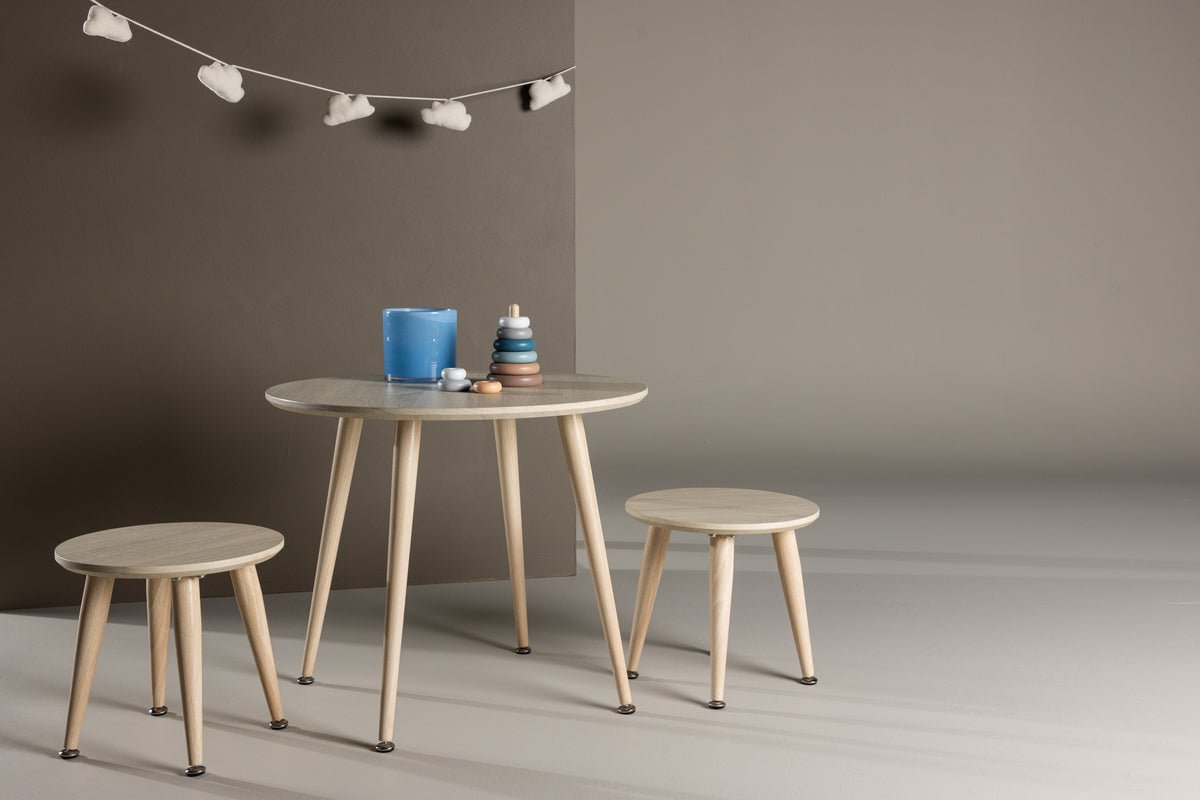 Ensemble table pour enfants Nordi – table et 2 tabourets au design scandinave
