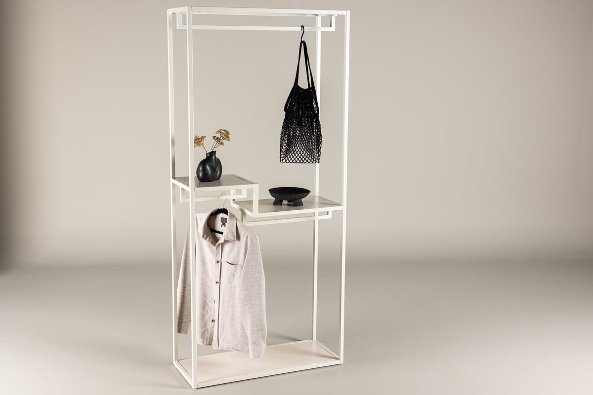 Garderobe Narell – Open kledingrek in Beige met planken