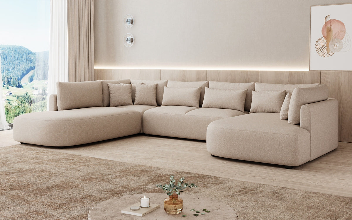 Designer Sofa Ando - Wohnlandschaft in Strukturstoff