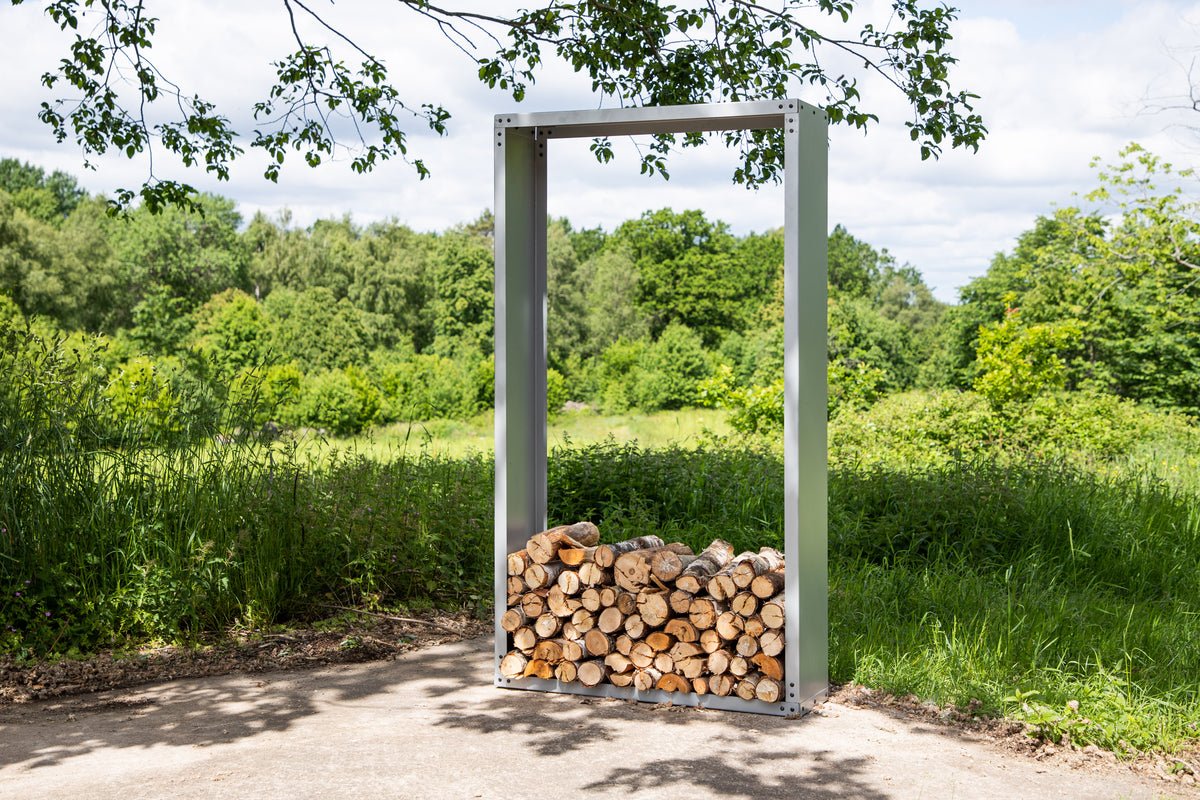 Support à bûches d'extérieur Billi - en acier argenté