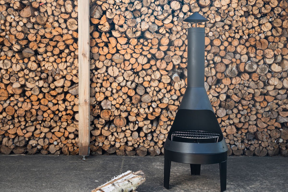 Terraskachel Kia - van zwart staal met geïntegreerd grillrooster