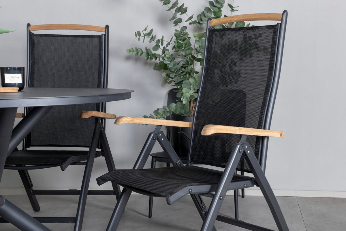 Ensemble de 2 chaises de jardin Clara en Textilène noir