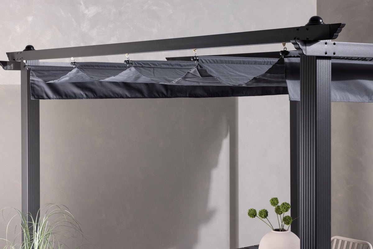 Pergola Sora - avec toit en polyester gris