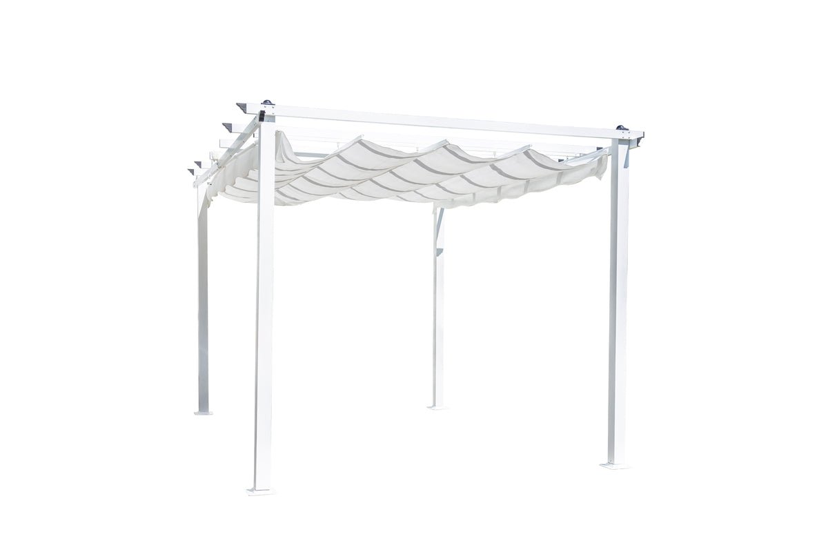 Pergola Solyx - avec toit en polyester blanc