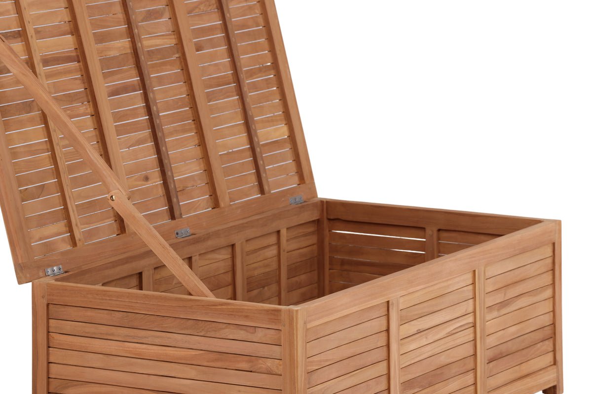 Coffre à coussins de jardin Sorine - 46x130x70 en bois de teck