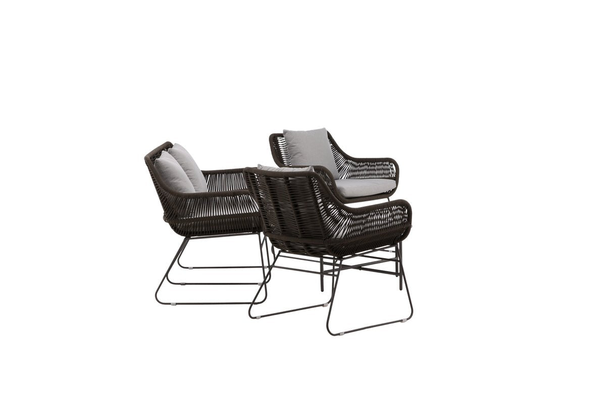 Ensemble lounge de jardin David – résistant aux intempéries avec fauteuils et table ronde en verre