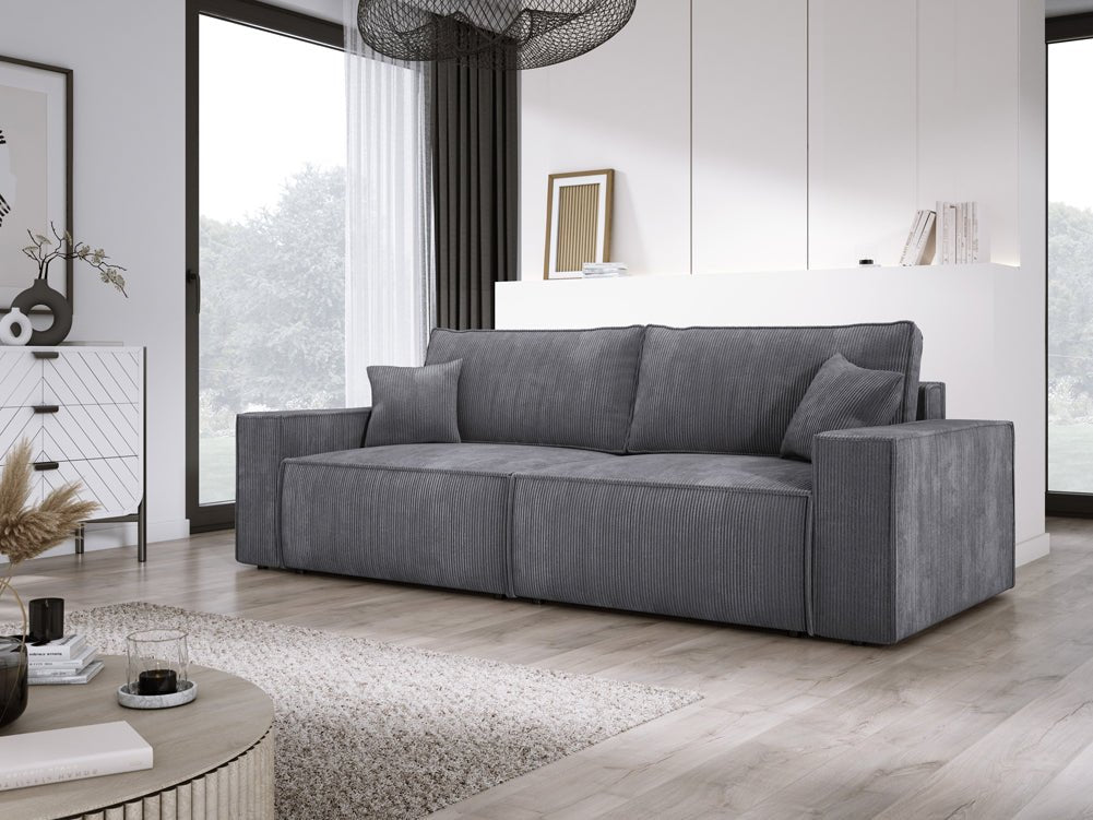 Canapé designer Velanova 3 places Côtelé avec fonction couchage et rabattable