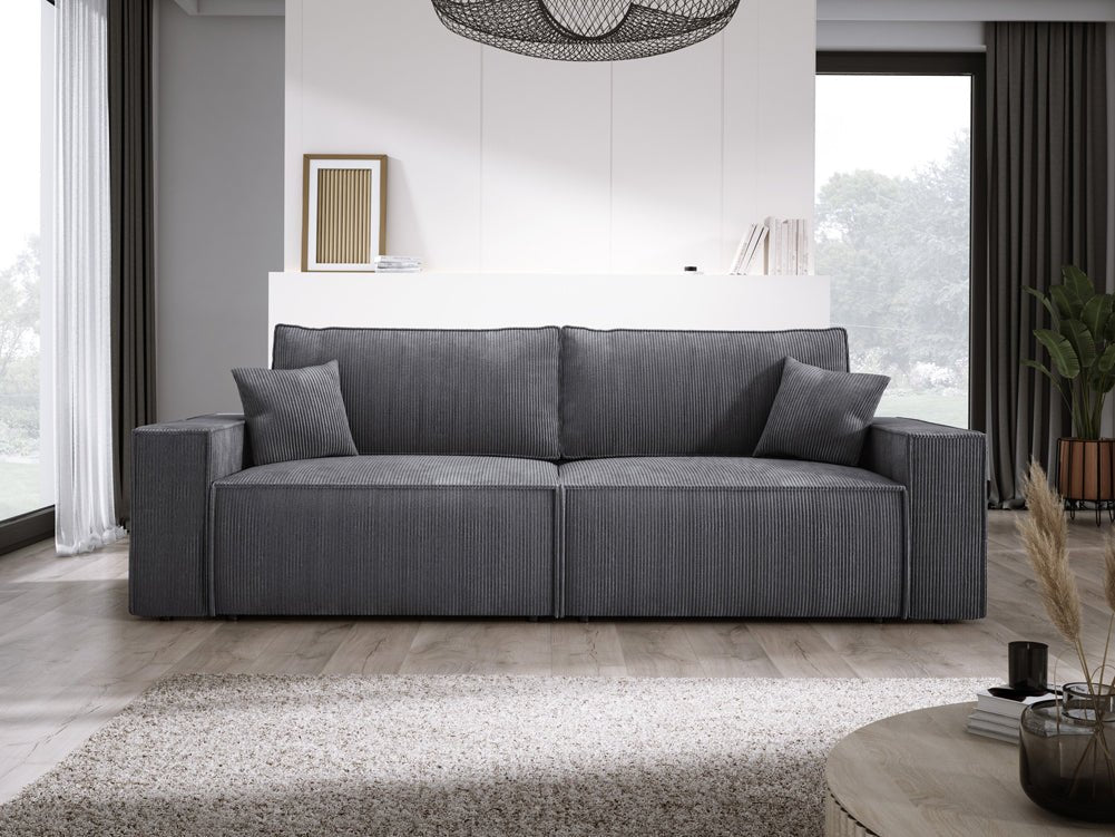 Canapé designer Velanova 3 places Côtelé avec fonction couchage et rabattable