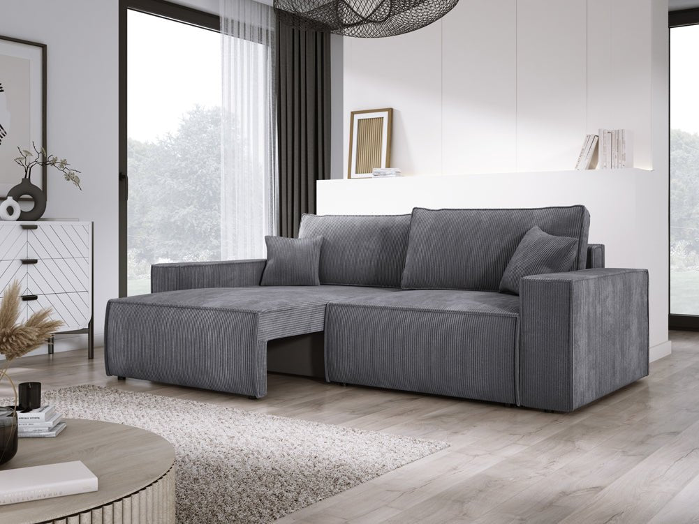Canapé designer Velanova 3 places Côtelé avec fonction couchage et rabattable