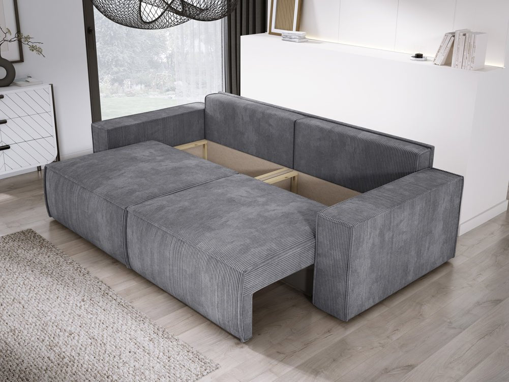 Canapé designer Velanova 3 places Côtelé avec fonction couchage et rabattable