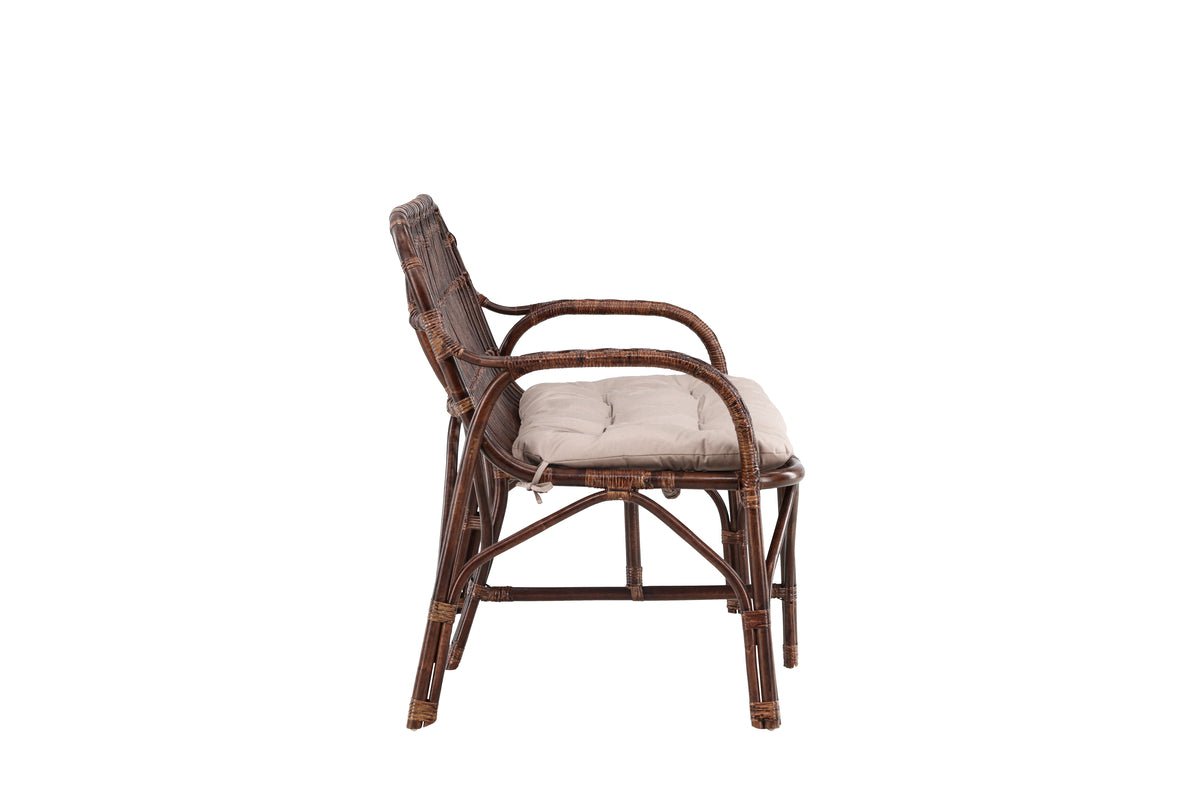 Banc de jardin Tobias - En rotin de couleur noyer foncé