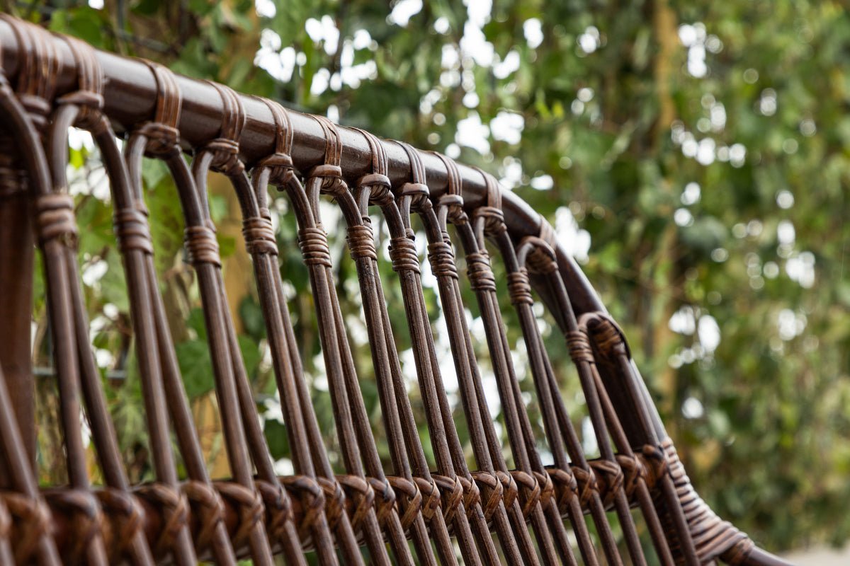 Banc de jardin Tobias - En rotin de couleur noyer foncé