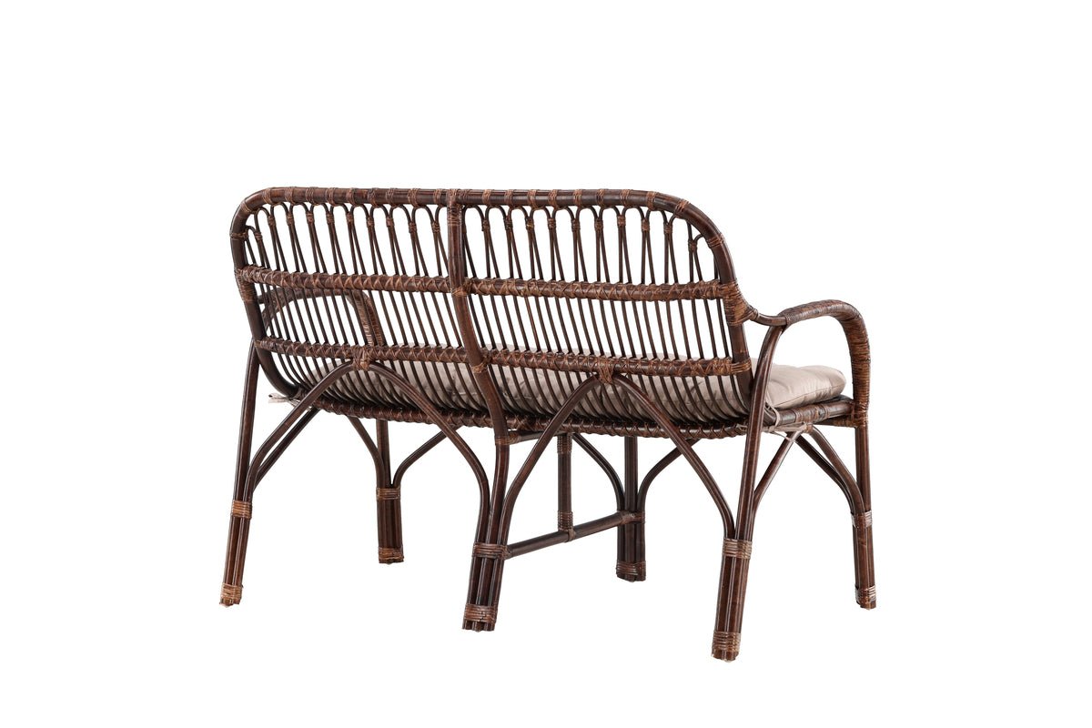 Banc de jardin Tobias - En rotin de couleur noyer foncé