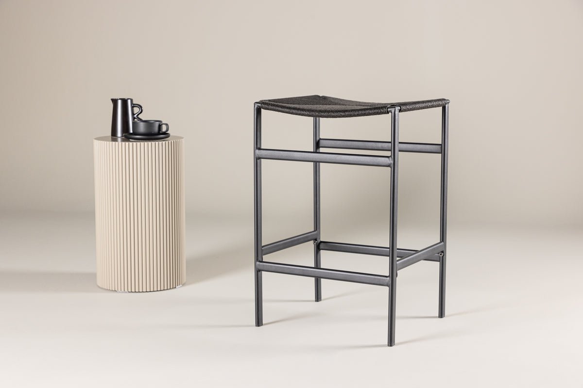 Ensemble de 2 tabourets de bar Simon, une combinaison d'acier et de tressage en corde