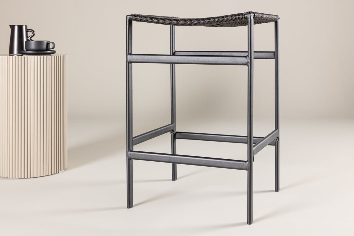 Ensemble de 2 tabourets de bar Simon, une combinaison d'acier et de tressage en corde