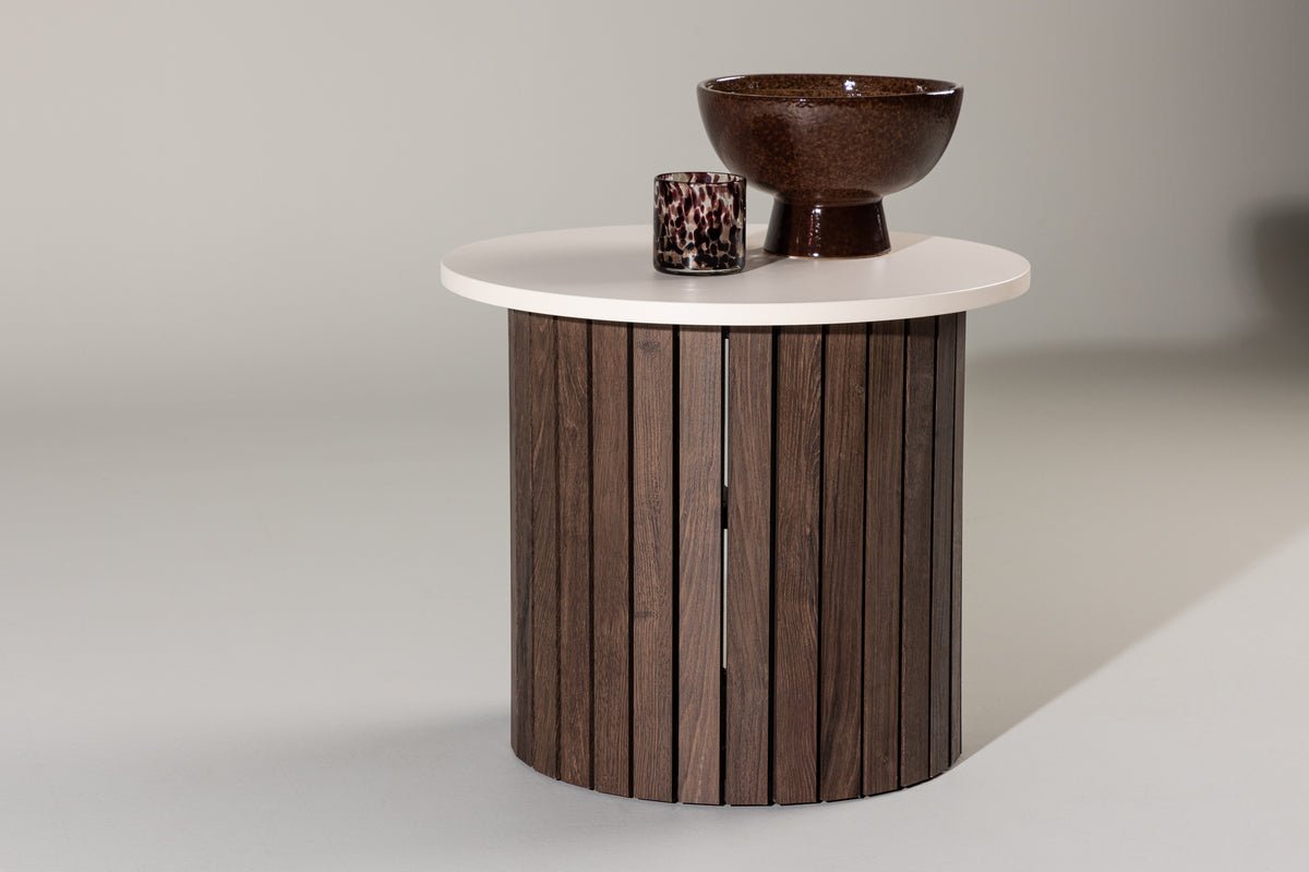 Table d'appoint Elvin – Ø52 cm en aspect bois Beige