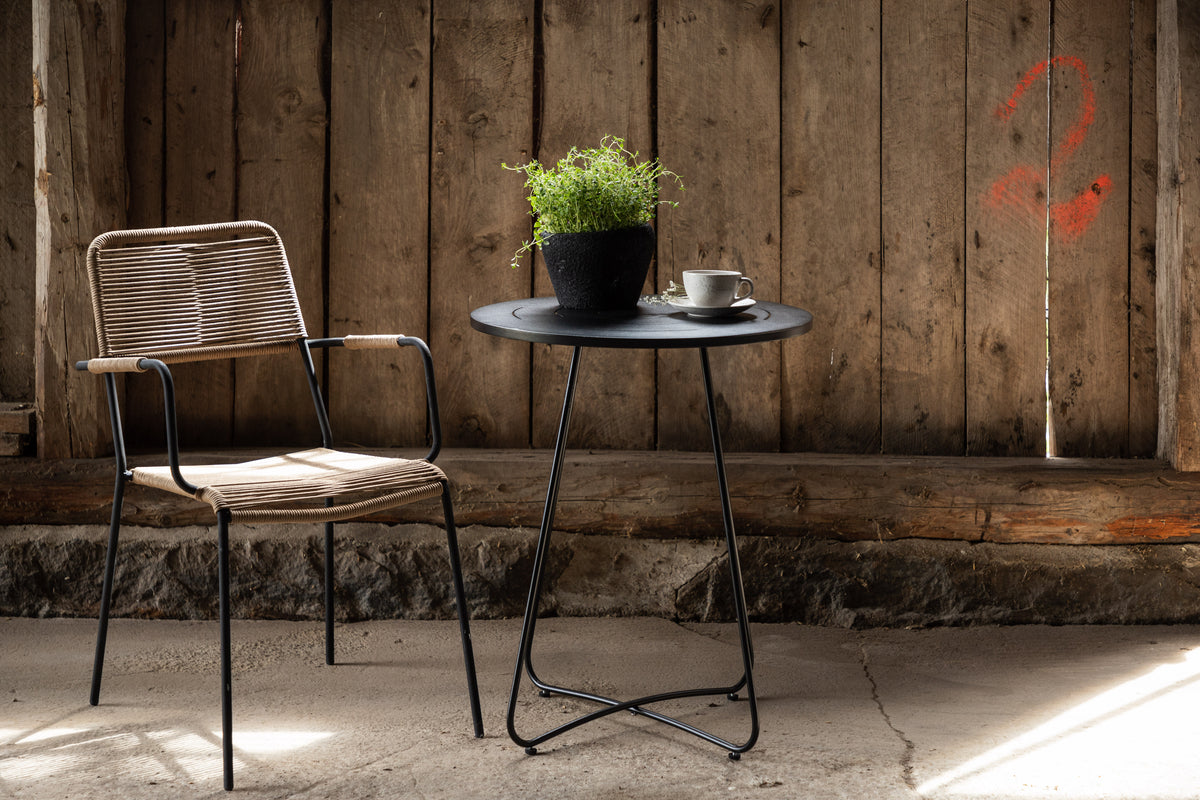 Salontafel Hanoi - Ø65 met zwart stalen tafelblad