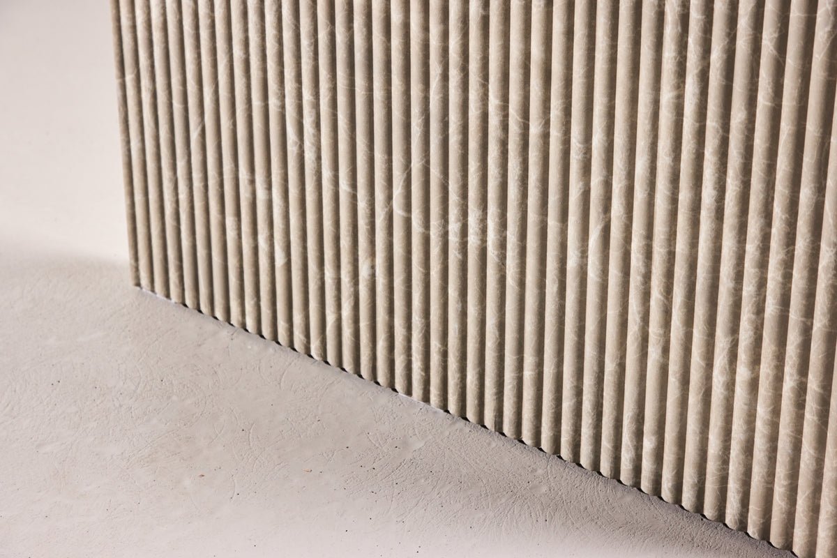 Esstisch Takahe - in beigefarbenen Marmor-Look