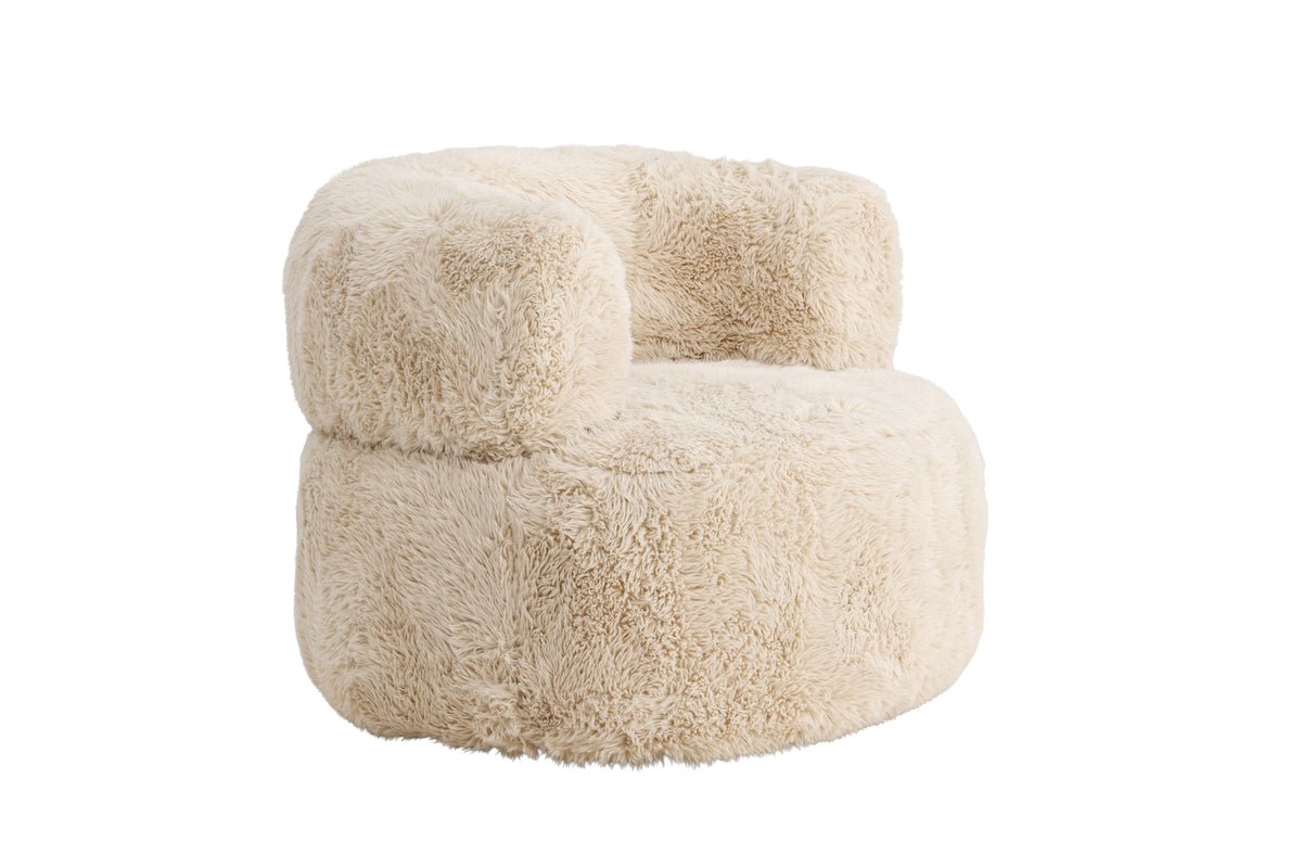Fauteuil Fiby - Avec revêtement en polyester couleur crème blanche