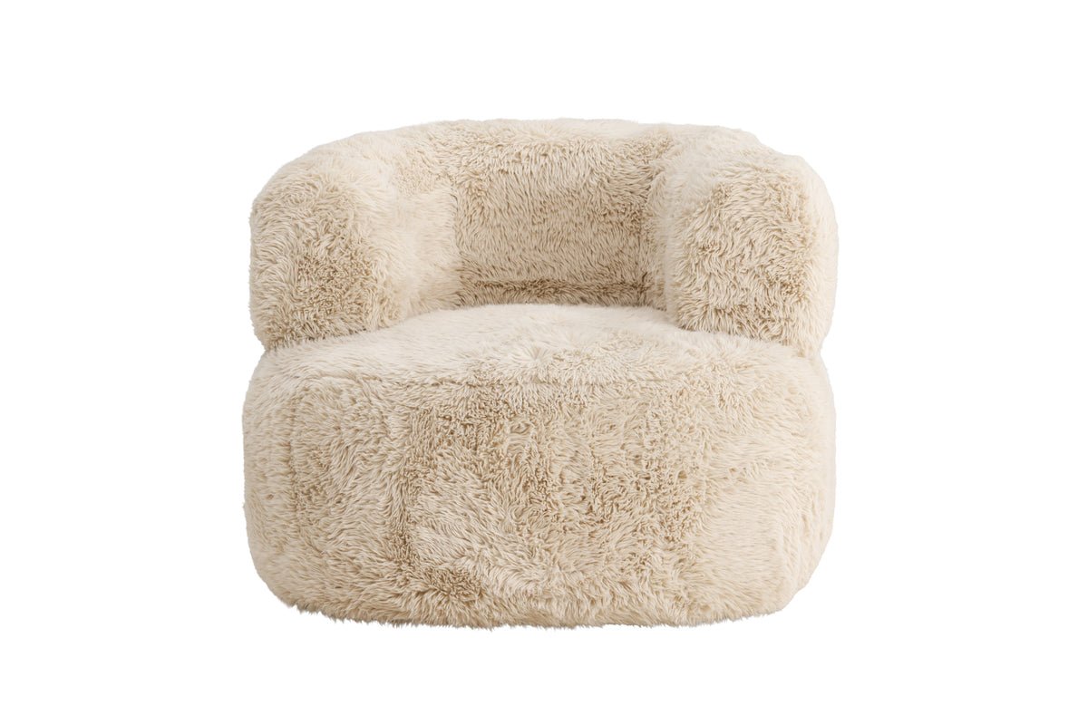 Fauteuil Fiby - Avec revêtement en polyester couleur crème blanche