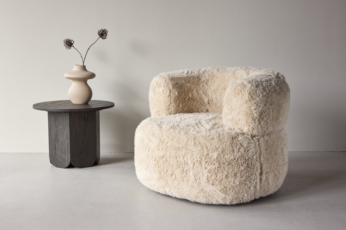 Fauteuil Fiby - Met polyesterbekleding in crèmewit