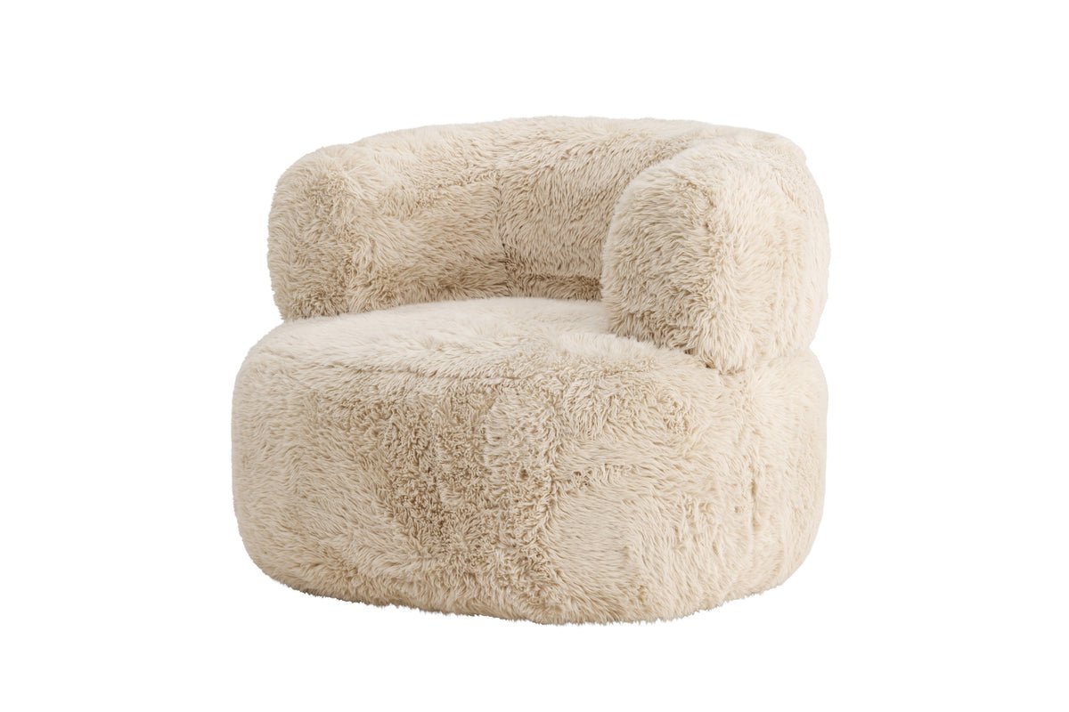 Fauteuil Fiby - Avec revêtement en polyester couleur crème blanche