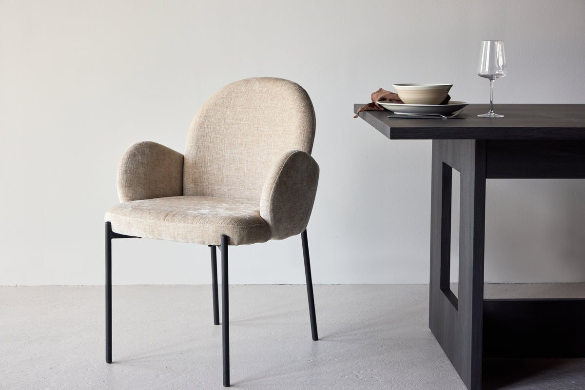 Lot de 2 - Chaise Hendrix scandinave avec pieds en acier noir