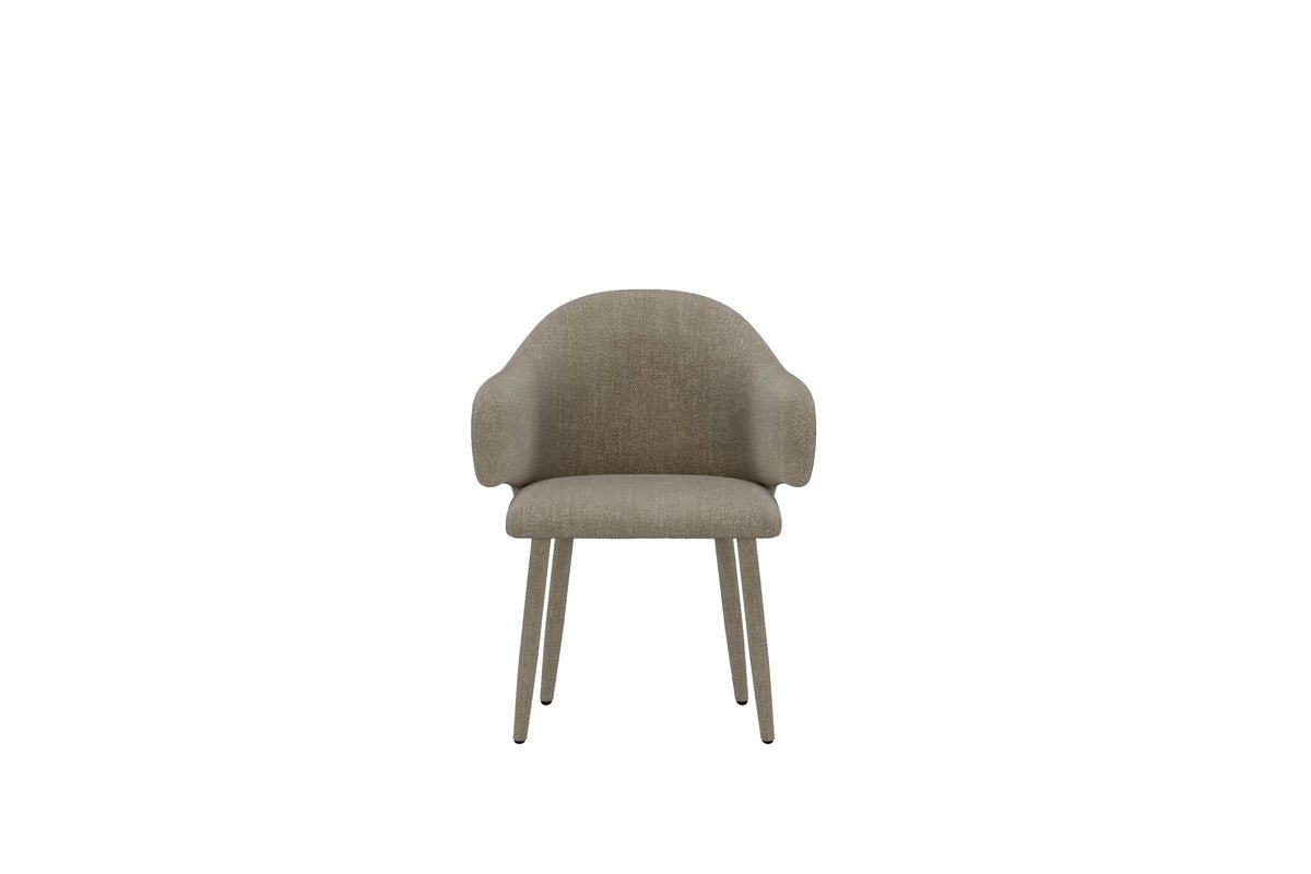 2er Set - Esszimmerstuhl Jubi in Beige mit stoffbezogenen Metallbeinen