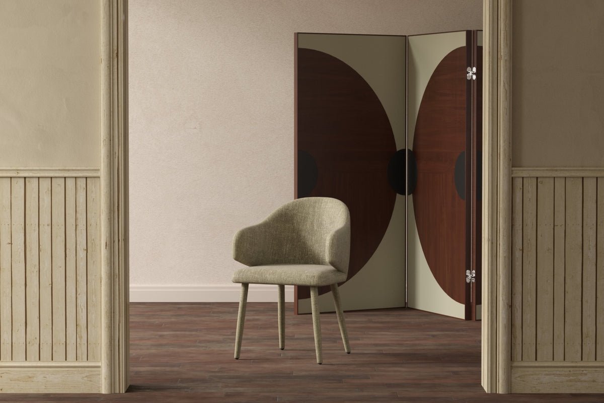 Ensemble de 2 chaises de salle à manger Jubi en beige avec pieds en métal recouverts de tissu