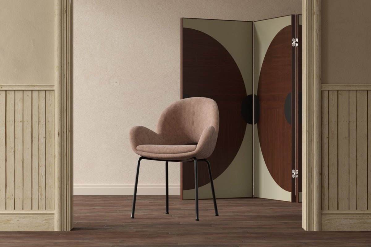 Ensemble de 2 chaises de salle à manger Luana en velours brun avec pieds en métal noir