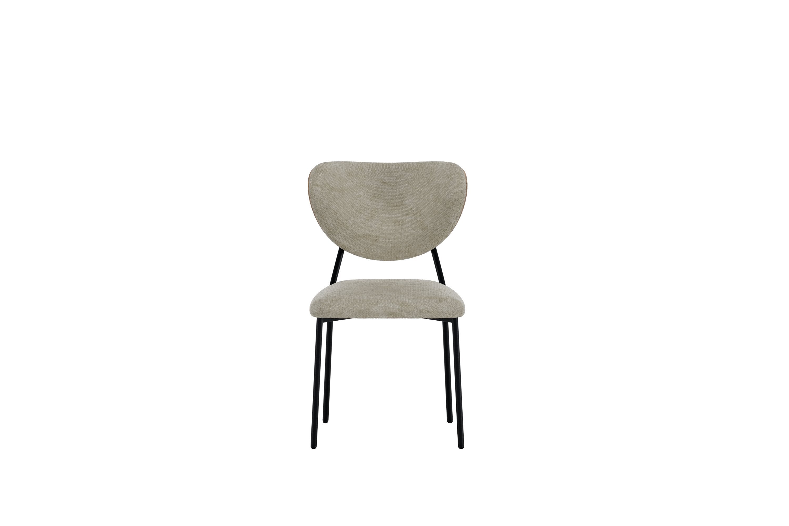 2-delige set - Stoel Norela met beige fluweelstof