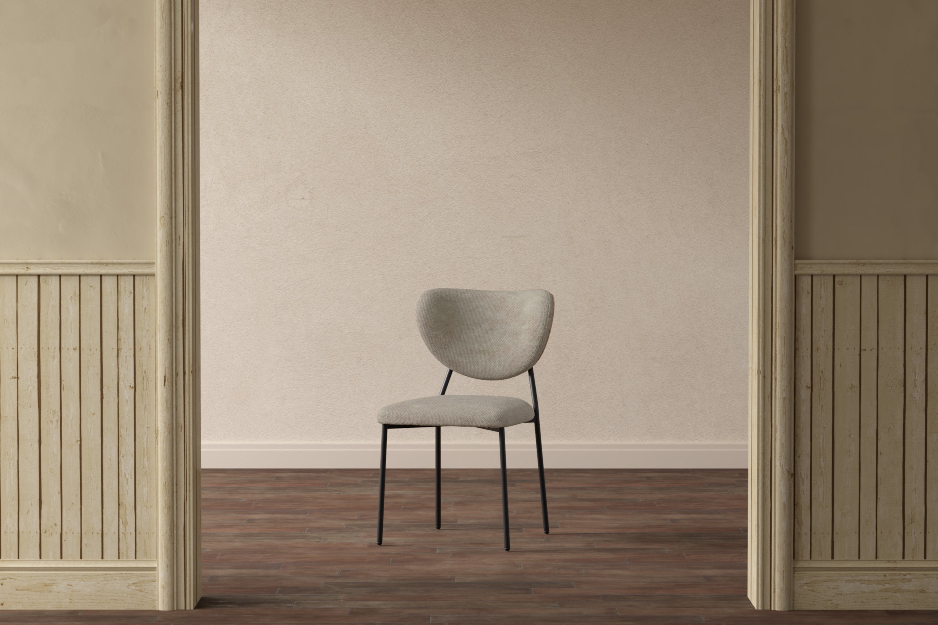 2-delige set - Stoel Norela met beige fluweelstof